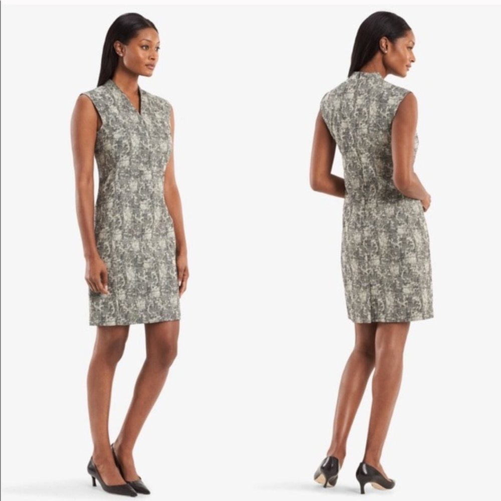 NWT MM Lafleur Aditi Crackle High V-Neck Shift Dress